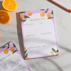 Grocery List Pad Shopping List Pad | Orangerie | A5 Notepad | List Pad | Weekly Shopping List | Magnetic Shopping List | Fridge Food List