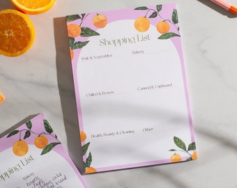 Grocery List Pad Shopping List Pad | Orangerie | A5 Notepad | List Pad | Weekly Shopping List | Magnetic Shopping List | Fridge Food List