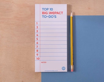 Slim To-Do List & Notepad Red and Blue School Days Deskpad | Tear Off Notepad | Magnetic Planner Pad | WFH Desk Pad | Productivity Pad