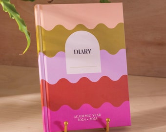 2024-2025 Academic Diary A5 | 2024-2025 Student Planner | Week to View | Hardcover | Rainbow Waves | School Year Diary | Teacher Diary