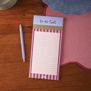 Slim To-Do List & Notepad Berry Stripe Bold Deskpad | Tear Off Notepad | Magnetic Planner Pad | WFH Desk Pad | Productivity Pad