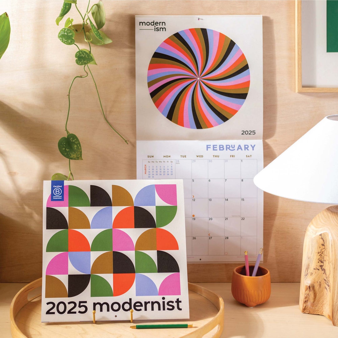 2025 Modern Art Calendar Monthly Planner Bauhaus Inspired Illustrations