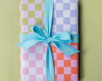 Buntes Karo Geschenkpapier GEFALTET | Geschenkpapier Bogen | Farbe Geschenkpapier | Eco Wrap Recyclingpapier | Weihnachten | Geburtstag
