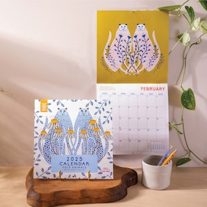 2025 Folk Art Calendar Monthly Planner | Animals Illustrations | Colourful Art Planner | 12 Month Hanging Calendar | Artist Calendar