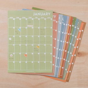 Compact Monthly Wall Planner Unbound Calendar A4 Wall Planner Individual Pages Undated Wall Calendar Surf Inspired Colours Boho image 6