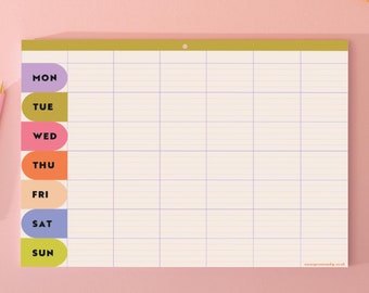 A4 Weekly & Monthly Planner Pad WFH Desk Planner | Bright Arches | Monthly Planner | To-Do List Desk Pad Planner | Undated Planner