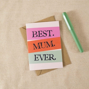 Beste Mutter aller Zeiten Karte | Mutiges und helles Design | Muttertagsgruß | Recycling-Karte | A6 mit Kraft Kuvert