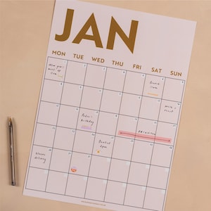 Large Monthly Wall Planner A3 Simply Bright XL Wall Planner Individual Pages Perpetual Undated Wall Planner image 5