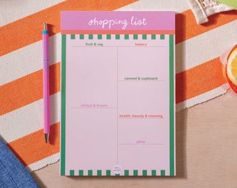 Grocery List Pad Shopping List Pad Tropical Cabana Stripes | A5 List Pad | Weekly Shopping List | Magnetic Shopping List | Fridge Food List