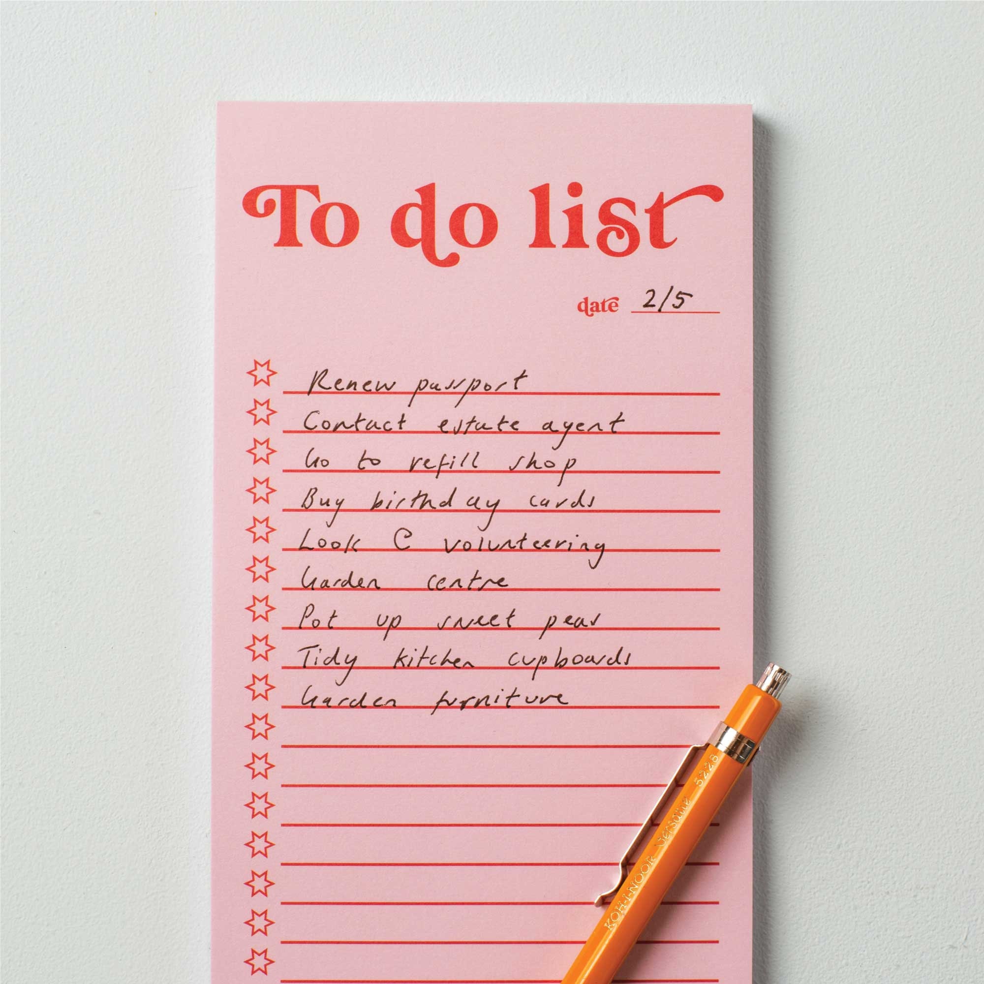 Slim To-do List & Notepad Pink and Red Bold Deskpad | Tear off Notepad ...