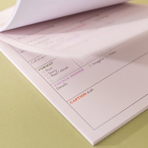 A4 weekly cross-platform social media content planner. A5 content planner per post. Social media planning set. Colourful. 100% Recycled Paper. Made in the UK.