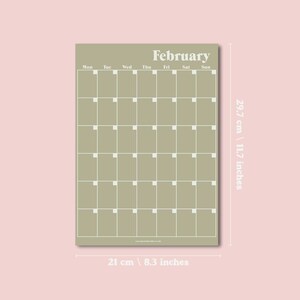 Undated A4 Wall Calendar - 12 separate monthly pages in a pastel colour palette. 100% Recycled Paper, Made in the UK.