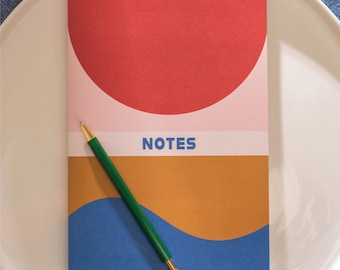 Lined Notebook Cobalt & Peach Geometric | Flat Lay Journal | Recycled Paper | Daily Planner | Ruled Notebook | A5 Book | Notes | Journal