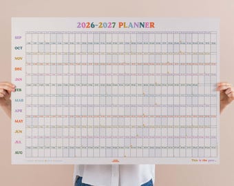 2026-2027 Extra Large Year Wall Planner Landscape Colourful | This Is The Year | Academic Year Planner | Year to View | A1
