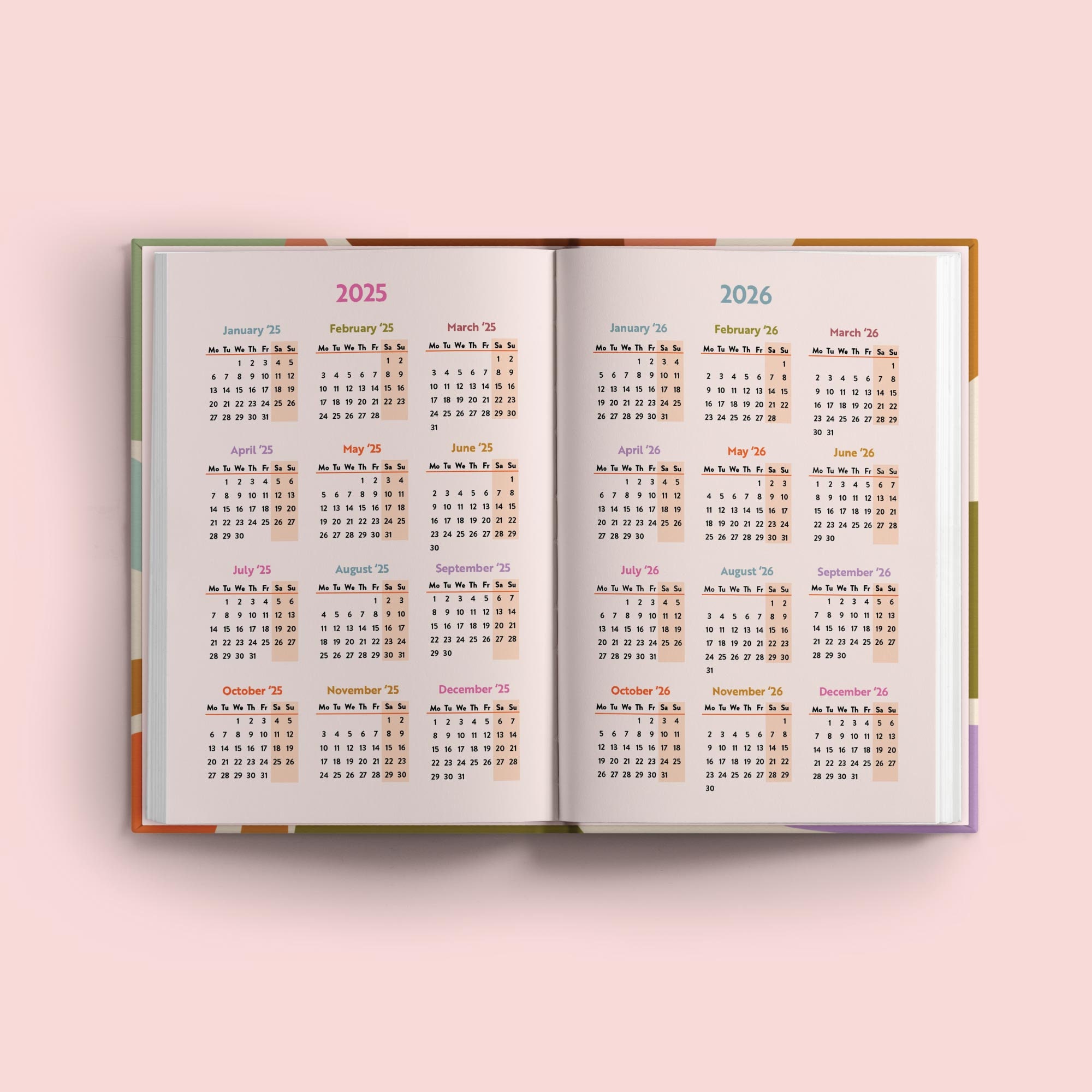 2025 Diary Week to View A5 Hardcover Planner | 2025 Journal | Recycled Paper Journal | Boho Paper Shapes | Organic Shapes | Boho Journal