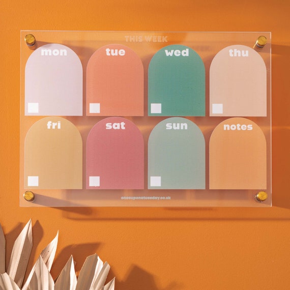 A4 Wipeable Weekly Planner Recycled Acrylic Wall Mounted Wall Planner Muted  Arches Wipeable Calendar Dry Wipe Planner - Etsy