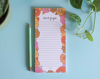 Slim To-Do List & Notepad Retro Floral Bold Deskpad | Tear Off Notepad | Magnetic Planner Pad | WFH Desk Pad | Productivity Pad