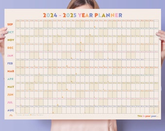 2024-2025 Pastel Wall Planner | Academic Year Planner | Monthly Planner | Year to View | Recycled Paper Planner | School Planner