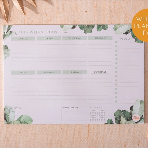 Weekly Planner Pad A4 Calendar Organiser Notepad Etsy