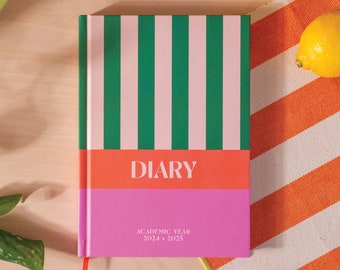 2024-2025 Academic Diary A5 | 2024-2025 Student Planner | Week to View | Hardcover | Tropical | Cabana | School Year Diary | Teacher Diary