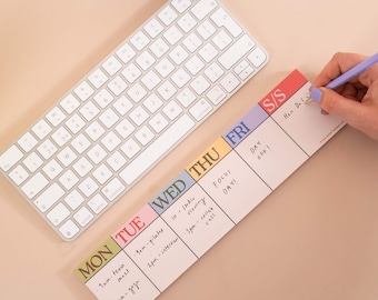 Bloc de notas para teclado / Sin fecha / Bloc de escritorio / Estilo escandinavo / Planificador semanal / Bloc de notas para debajo del teclado / Escritorio de oficina