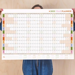 Planner da parete A1 grande 2025, paesaggio colorato / Planner annuale 2025 / Planner grande / in carta riciclata / Planner 2025 / Visualizzazione annuale
