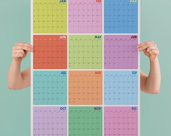 2027 Large A1 Wall Planner | Portrait | Colourburst | Monthly Grid Year Planner | Annual Wall Calendar | Home Office Organiser