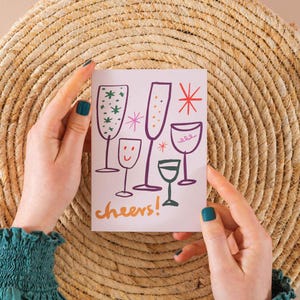Prost Feier Karte | Fettes Typografie-Design | All-Occassion Grußkarte | Recyclingpapier Karte | A6 mit Kraft Kuvert