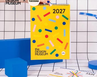 2027 Design Museum Calendar | Dots & Grids | A4 Wall Calendar | Monday Start | Wireo Bound | UK Made | Moon Phases