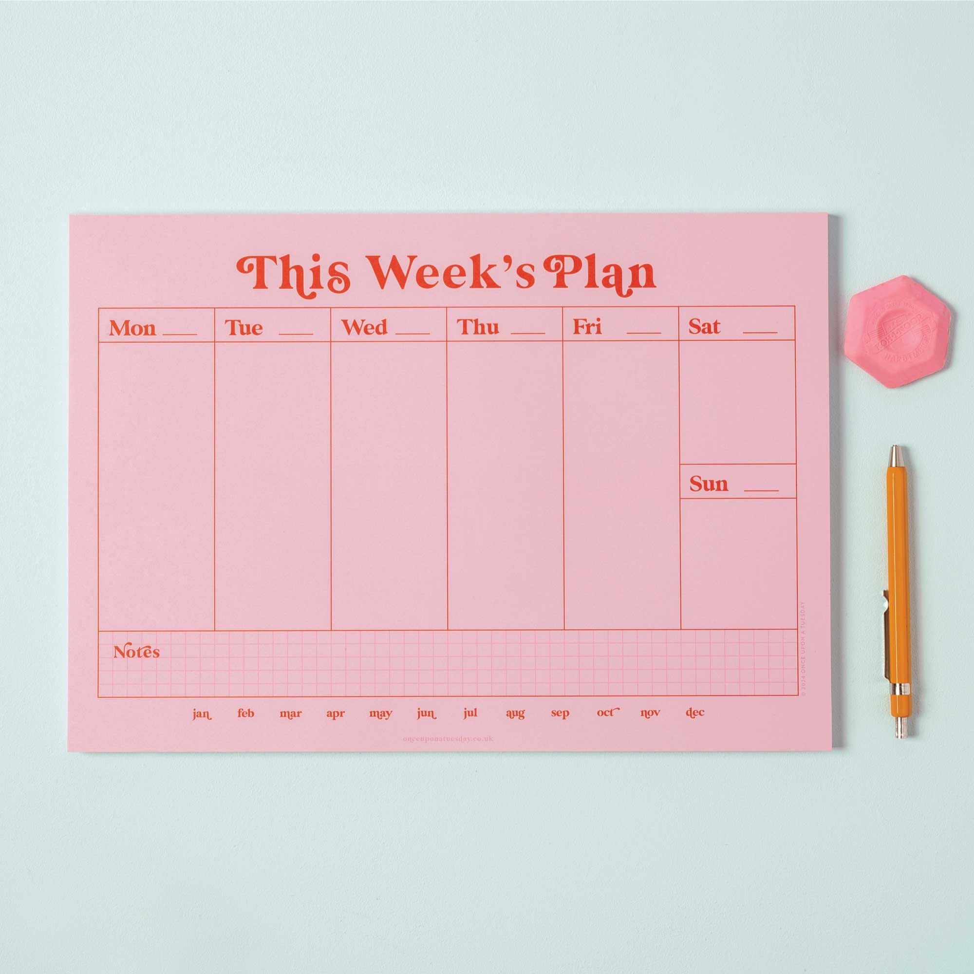 Weekly & Daily Planner Pad Set Pink and Red | Daily Notepad | To-do ...