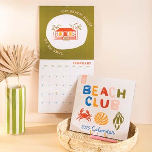 2025 Beach Vibes Art Calendar Large Monthly Planner | Vacay Vibe Illustrations | Art Planner | 12 Month Hanging Calendar | Summer Vibes