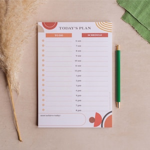 A5 Daily Planner Pad Abstract Boho Hourly Planner Notepad | To-Do List | WFH Desk Pad | Productivity Pad | Everyday Planner | Magnetic Pad