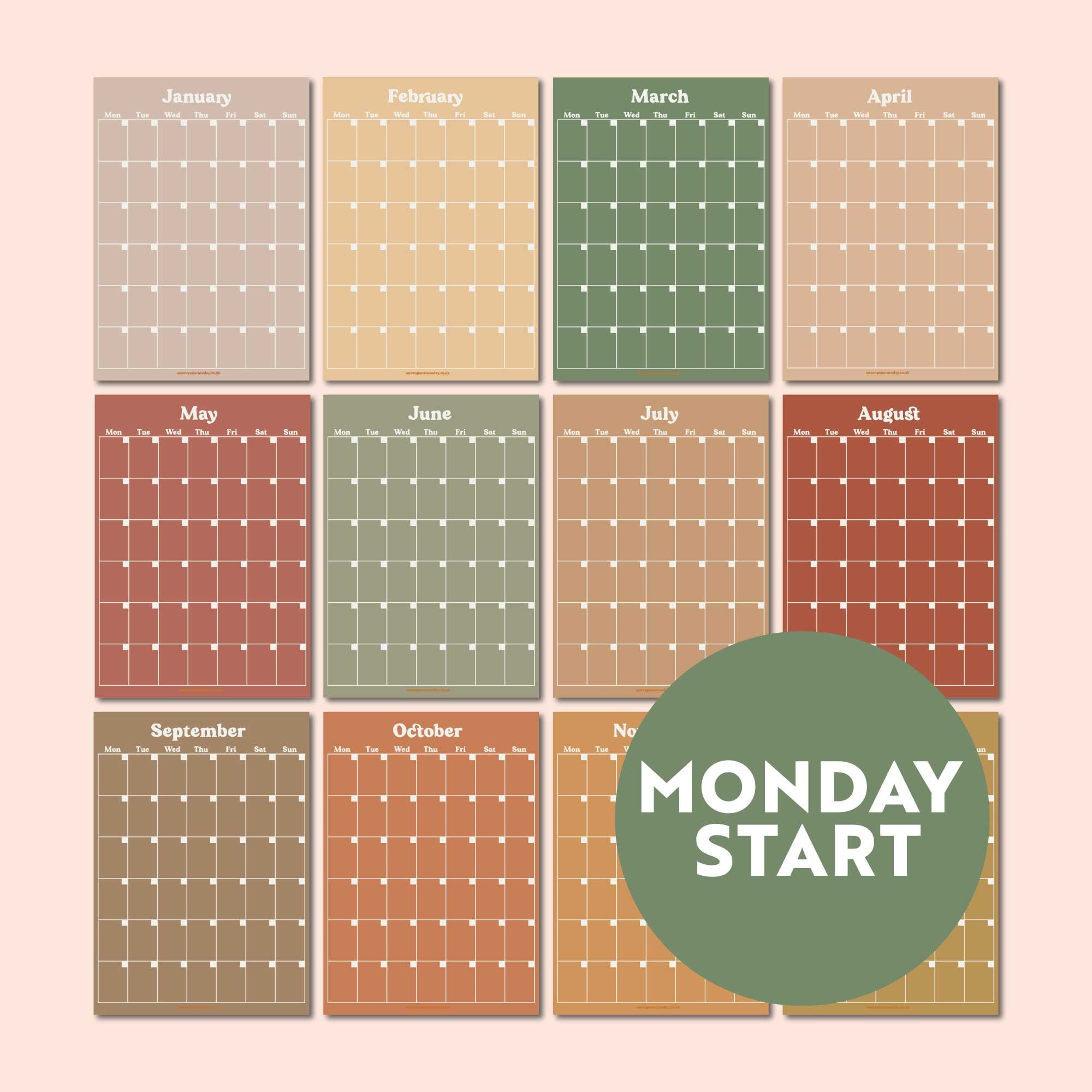 large-monthly-wall-planner-a3-wall-planner-individual-pages-undated-wall-calendar-earthy-muted-colours-boho-etsy