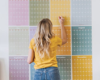 Großer Monatsplaner A3 Pastell Wandplaner einzelne Seiten | Immerwährender Undatierter Wandkalender