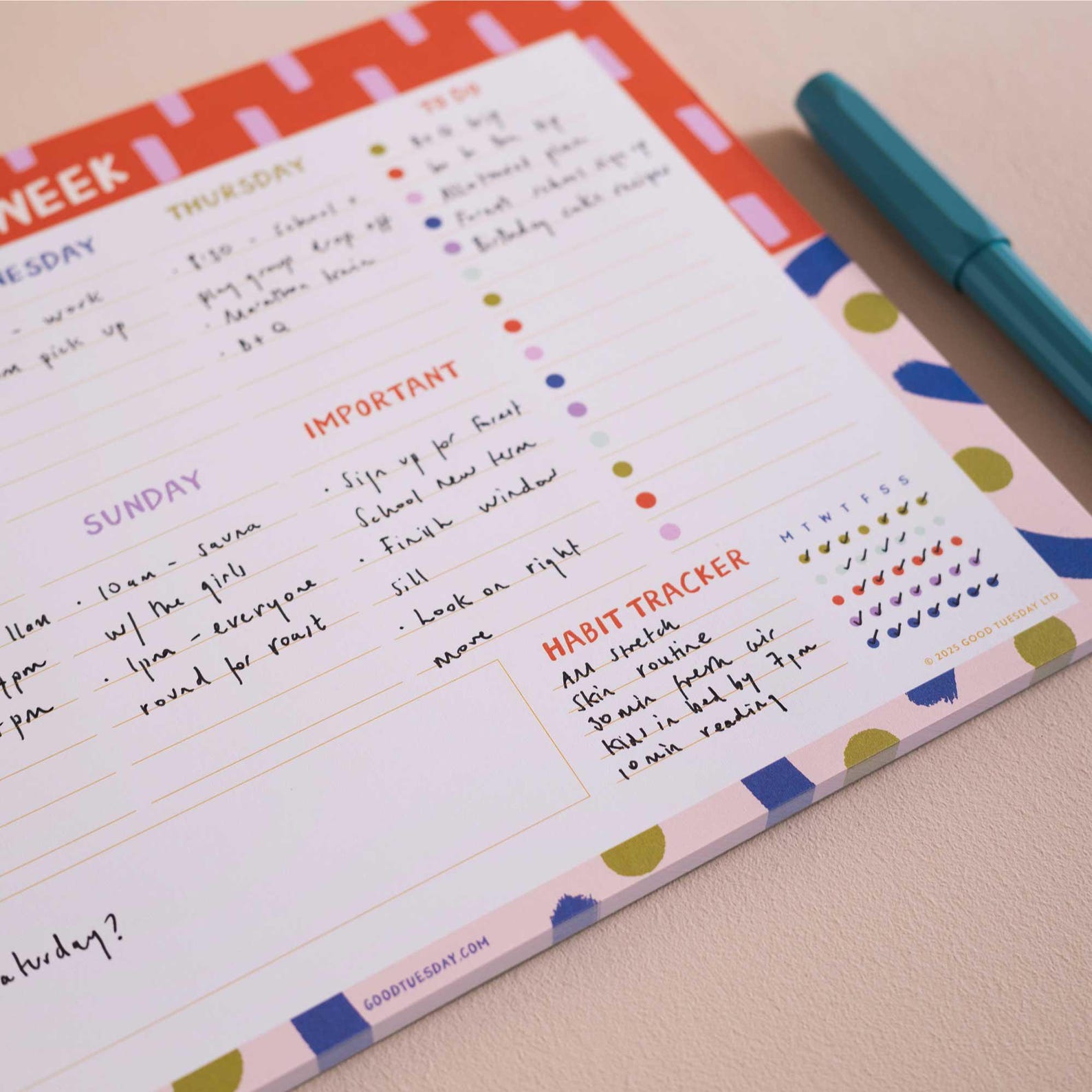A4 Weekly Planner Pad Colour Flow | Desk Planner With Habit Tracker ...