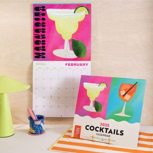 2026 Cocktail Art Calendar Large Monthly Planner | Cocktail Illustrations | Cocktail Gift | 12 Month Hanging Calendar | Artist Calendar