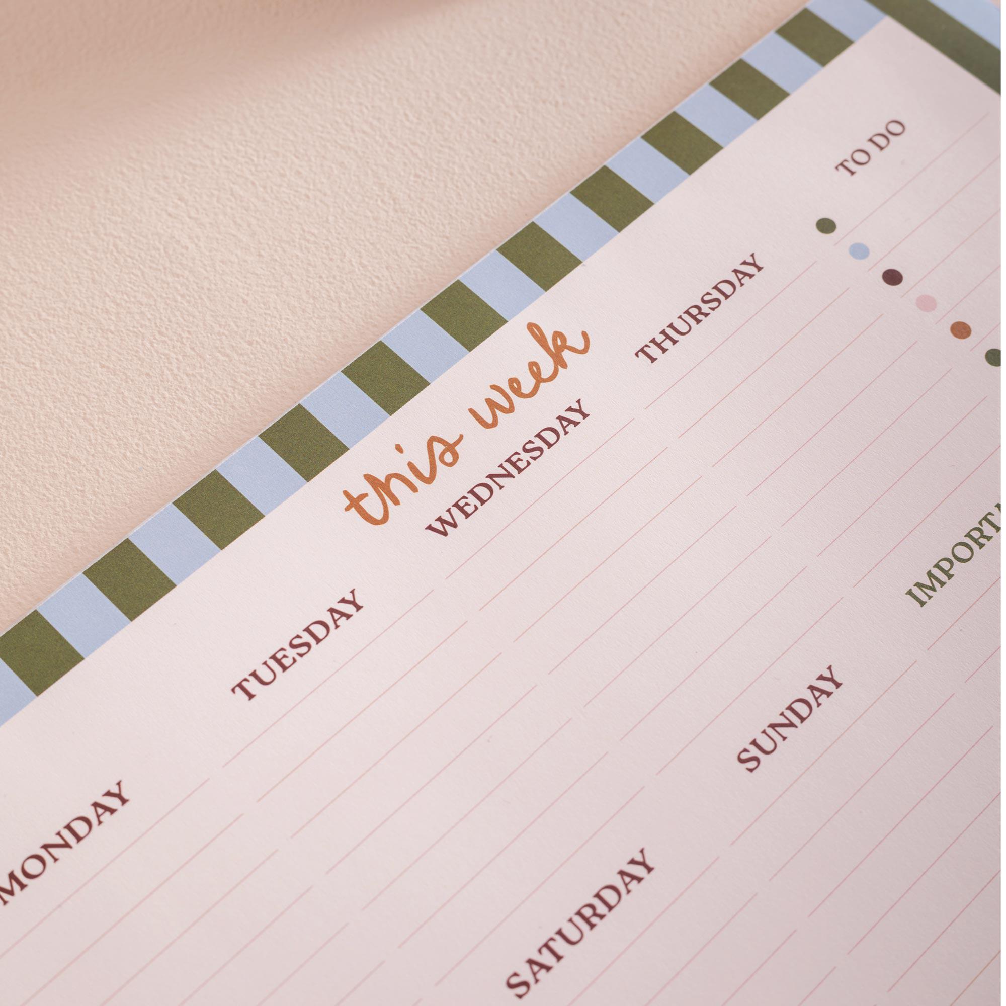 A4 Boho Nouveau Weekly Planner Pad | Desk Planner With Habit Tracker ...