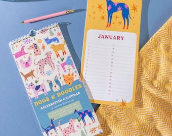 Dogs & Doodles Perpetual Calendar | Dog Calendar | Birthday Calendar | Celebration Calendar | Undated Planner | Keepsake