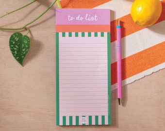 Slim To-Do List & Notepad Tropical Cabana Deskpad | Tear Off Notepad | Magnetic Planner Pad | WFH Desk Pad | Productivity Pad