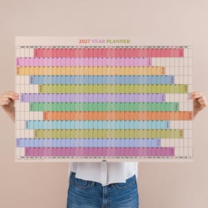 2027 Wall Planner | A1 Rainbow | Landscape Year Planner | Colourful Wall Planner | Recycled Paper