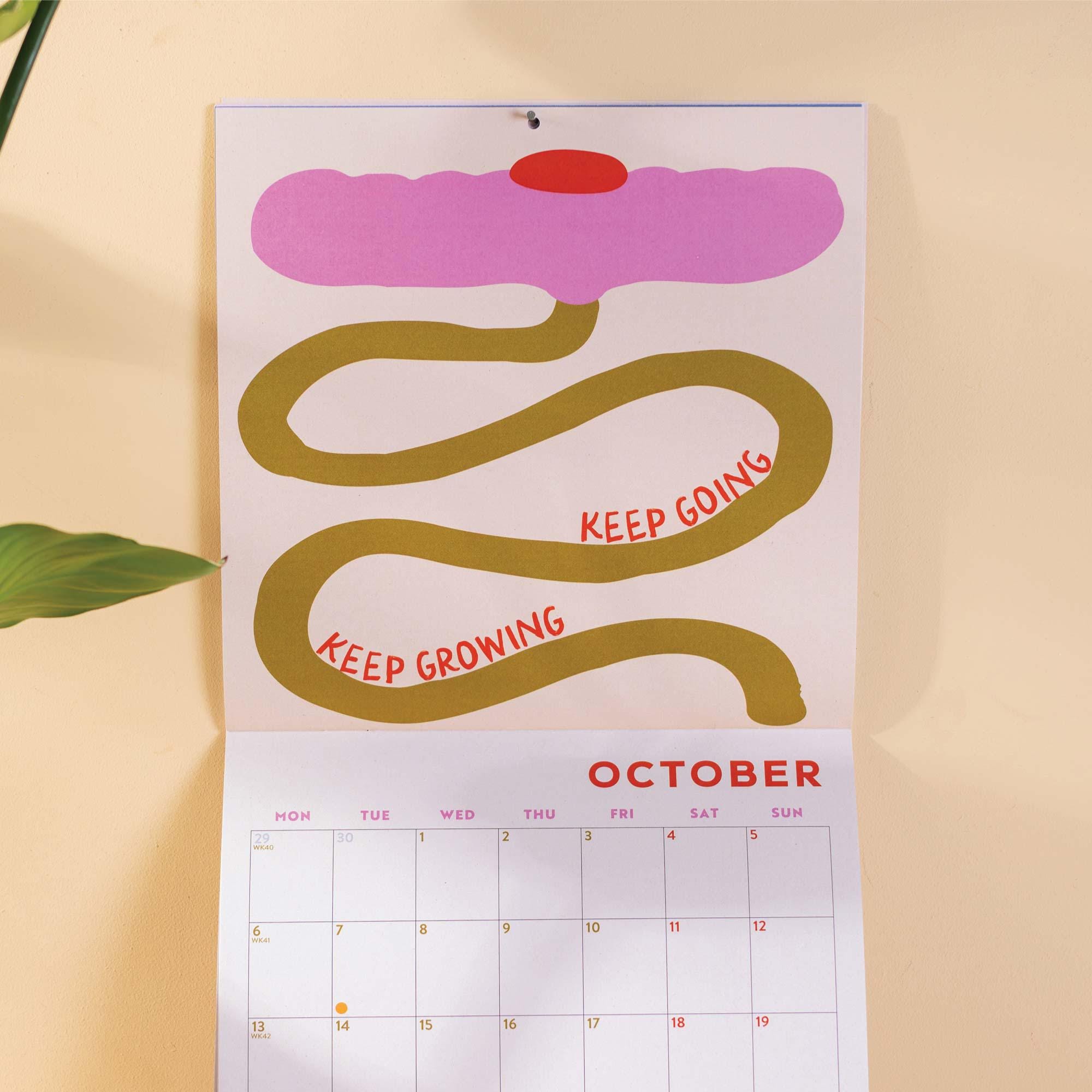 2025 Positivity Art Calendar Monthly Planner | Positive Quotes Calendar | Art Planner | 12 Month Hanging Calendar