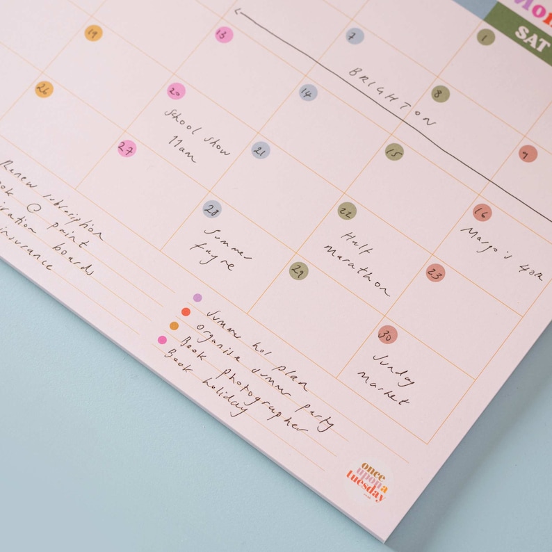 a4 monthly planner pad. use for fitness, school, work and family life. 52 pages. 100% recycled paper. made in the UK.