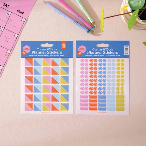 Corner and Dot Planner Stickers | Journal Stickers | Everyday Stickers | Recycled Paper | Blank Stickers | Event | Birthday | Diary Stickers