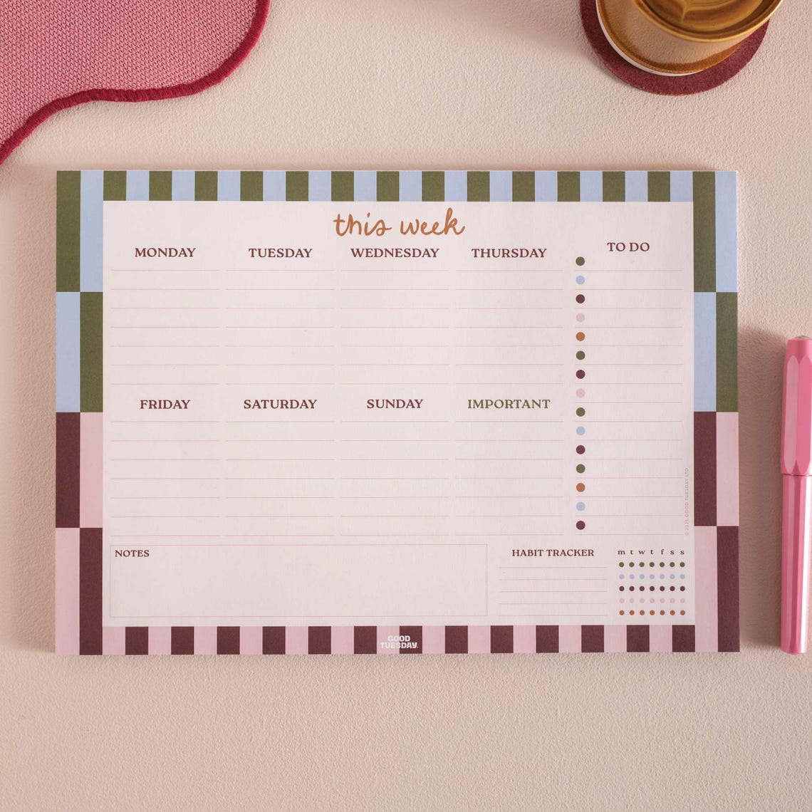 A4 Boho Nouveau Weekly Planner Pad | Desk Planner With Habit Tracker ...