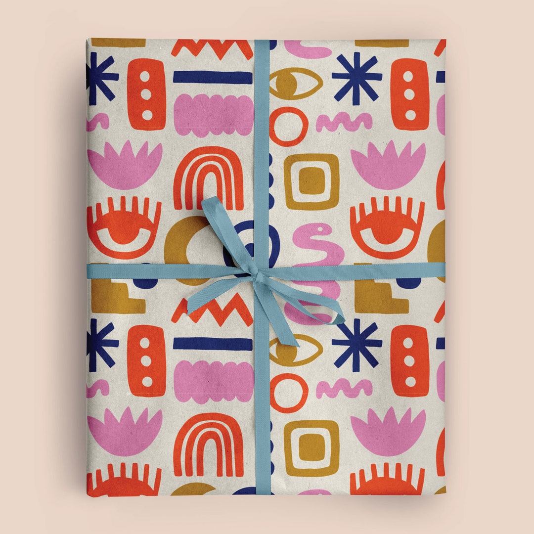 Bright Abstract Shapes Gift Wrapping Paper FOLDED Gift Wrap Etsy