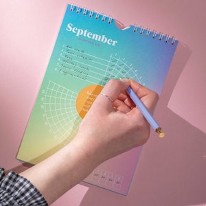 May include: A colourful habit tracker with a grid for tracking daily habits. The grid is labelled with numbers 1 through 6 and the days of the week. The habit tracker is open to September and has a quote that reads "Take small steps every day, one at a time, and you will succeed." - Author Unknown.