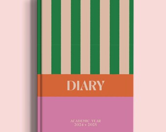 2024-2025 Academic Diary A5 | 2024-2025 Student Planner | Week to View | Hardcover | Tropical | Cabana | School Year Diary | Teacher Diary