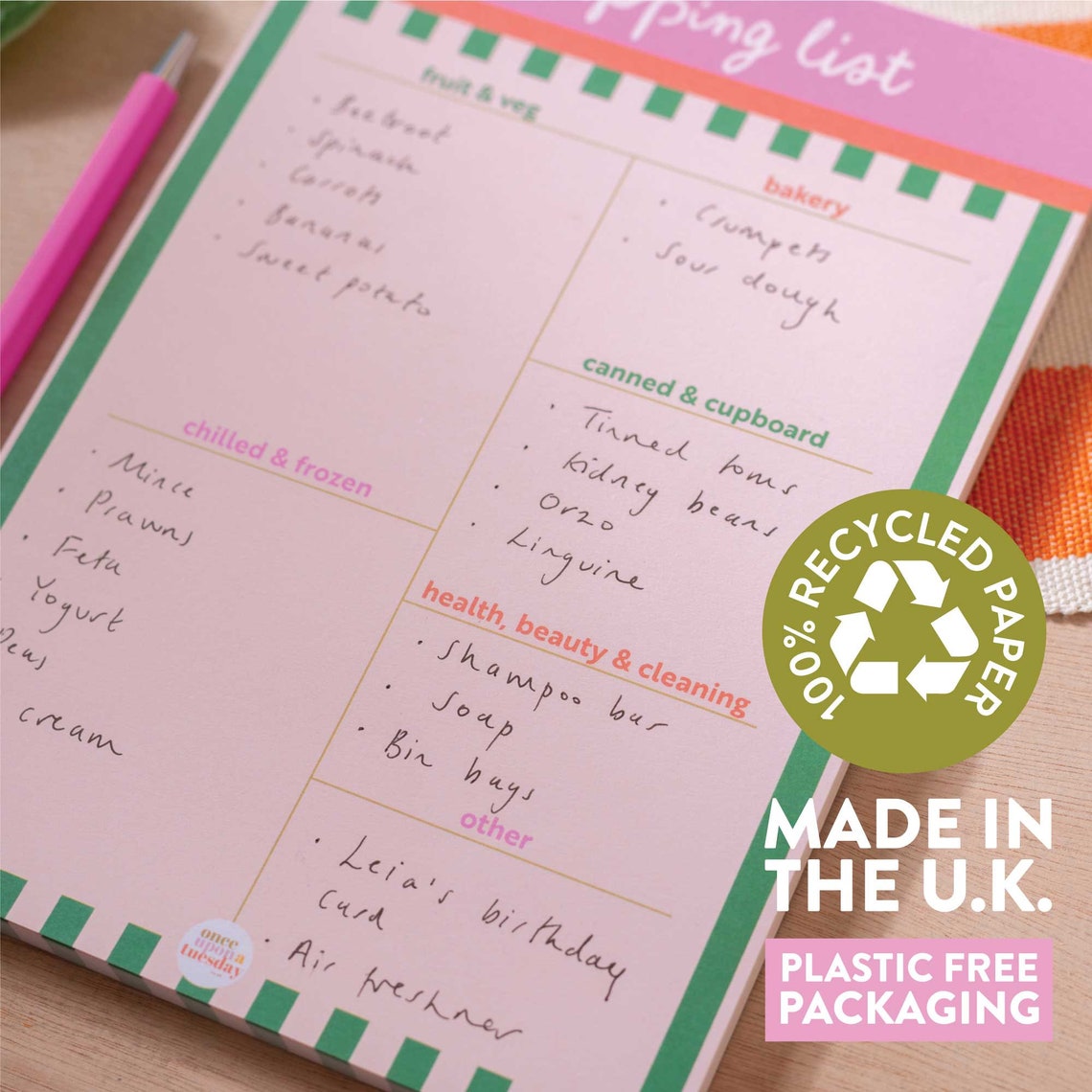 Grocery List Pad Shopping List Pad Tropical Cabana Stripes | A5 List ...