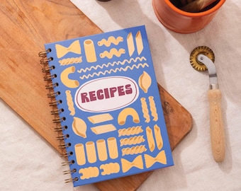 A5 Recipe Organiser Cooking Gift | Your Own Recipe Book | Cookbook | Family Cookbook | Recipe Journal | Love of Pasta | Hardback