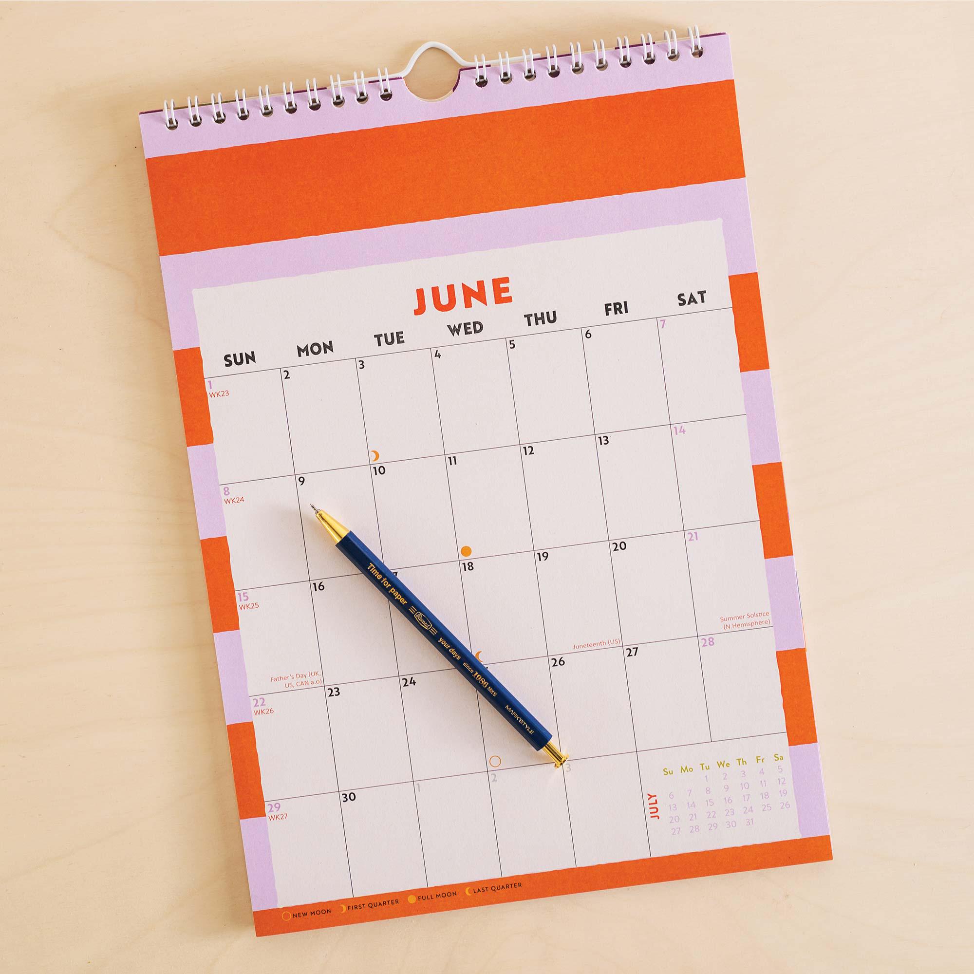 2025 Year Wall Calendar Checks & Strips | A4 Monthly Planner | Colourful Art Planner | 12 Month Hanging Calendar | Week Starts Sunday